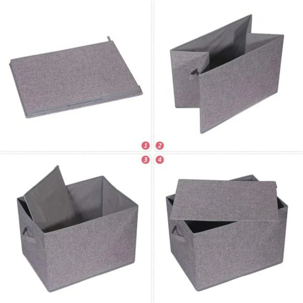 2 pack large foldable fabric storage bins with lids closet clothes organizer box
